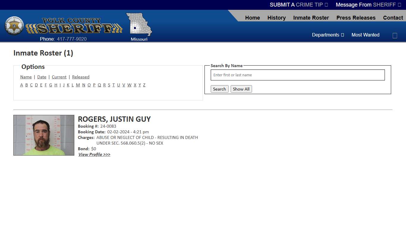 Inmate Roster - Current Inmates Alpha R - Polk County Sheriff MO