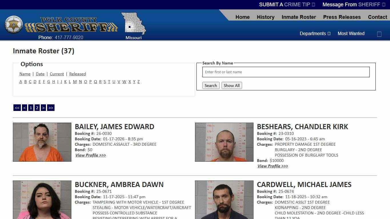 Inmate Roster - Current Inmates - Polk County Sheriff MO