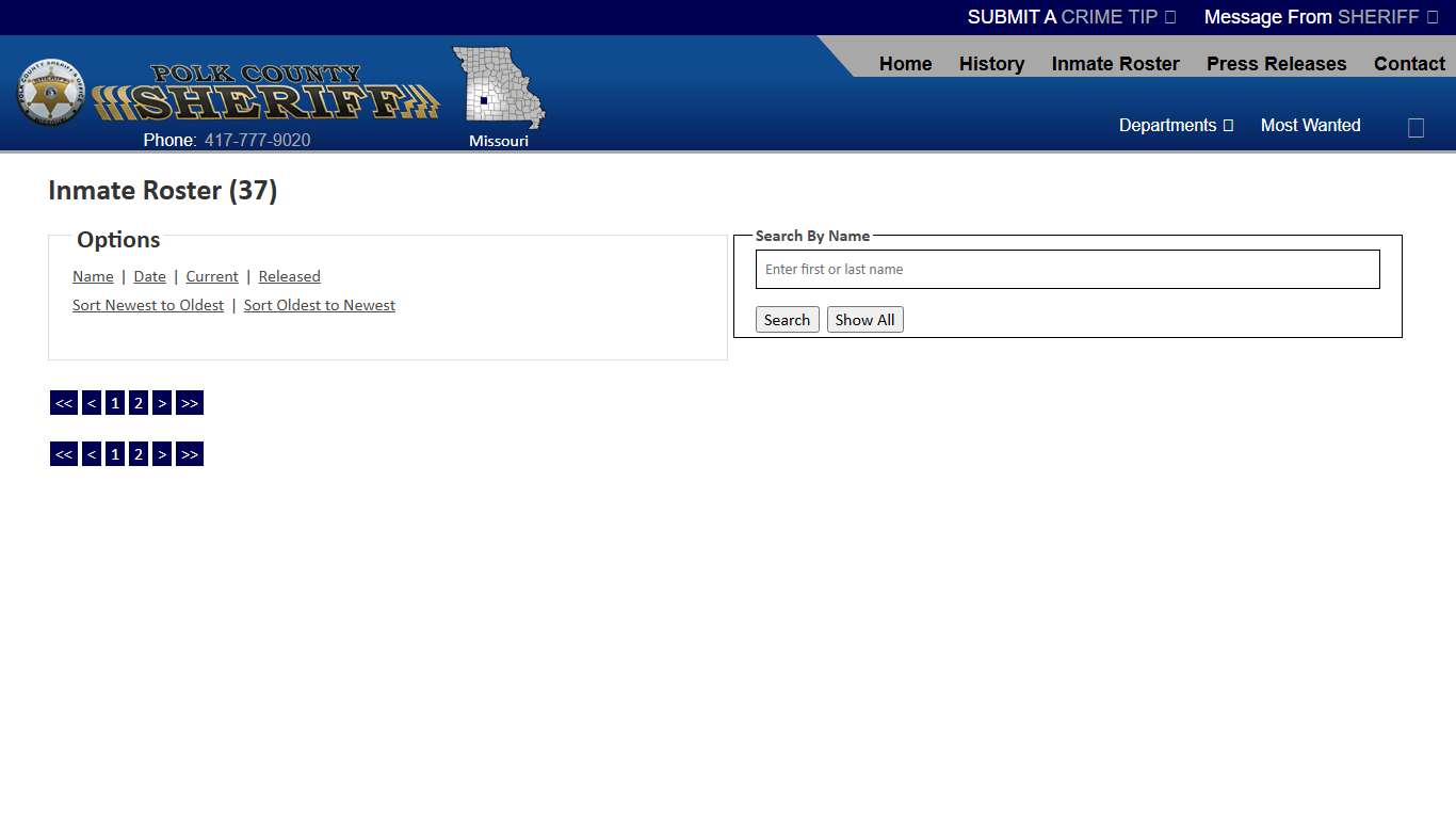 Inmate Roster - Page 3 Current Inmates Booking Date Descending - Polk County Sheriff MO